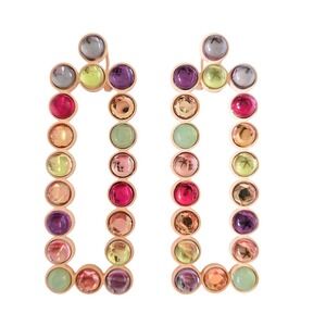 Beautiful Statement Faux Gem Post Earrings Rectangle Colorful Fashion